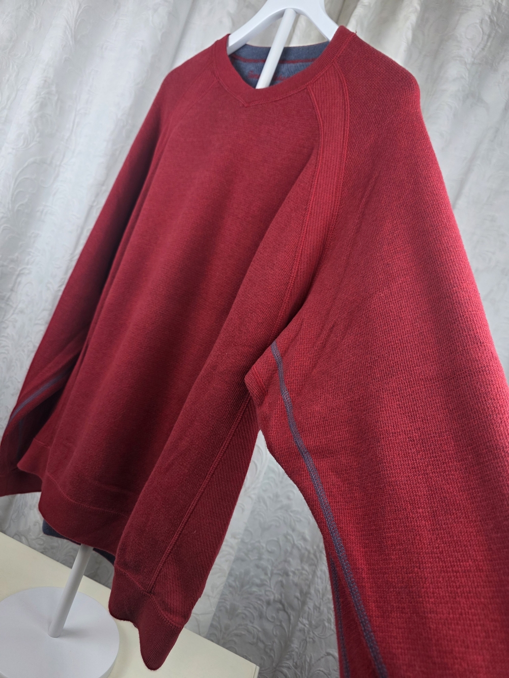 Tommy Bahama Reversible Crewneck Sweater XL Red Blue Marl Pullover - Picture 5 of 15